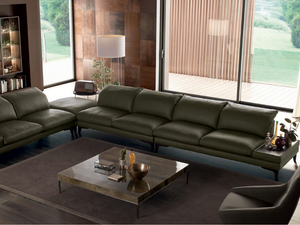 SCENA 01 - Corner leather sofa with headrest _ Febal Casa